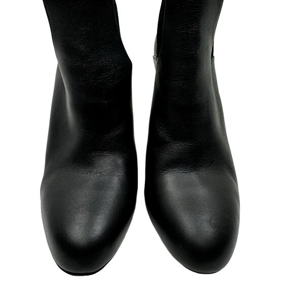 VINCE Sonia Black Leather Cut Out Ankle Strap Booties Stiletto Ankle Boots - Picture 4 of 12